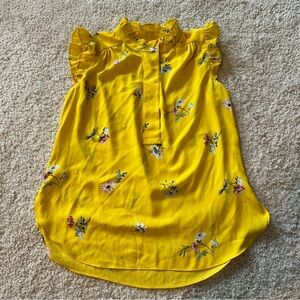LOFT Yellow Floral Ruffle Tank